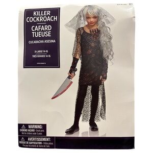 NWT Killer Cockroach Child Costume Halloween Cosplay Black Goth Bride XL 14-16